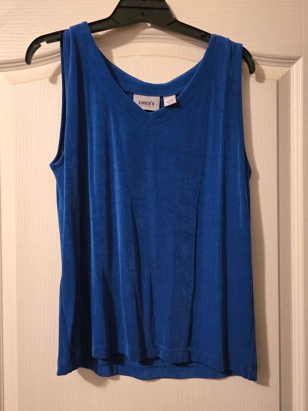 Chico's Travelers Blue Velour Sleeveless Tank Top Size 2